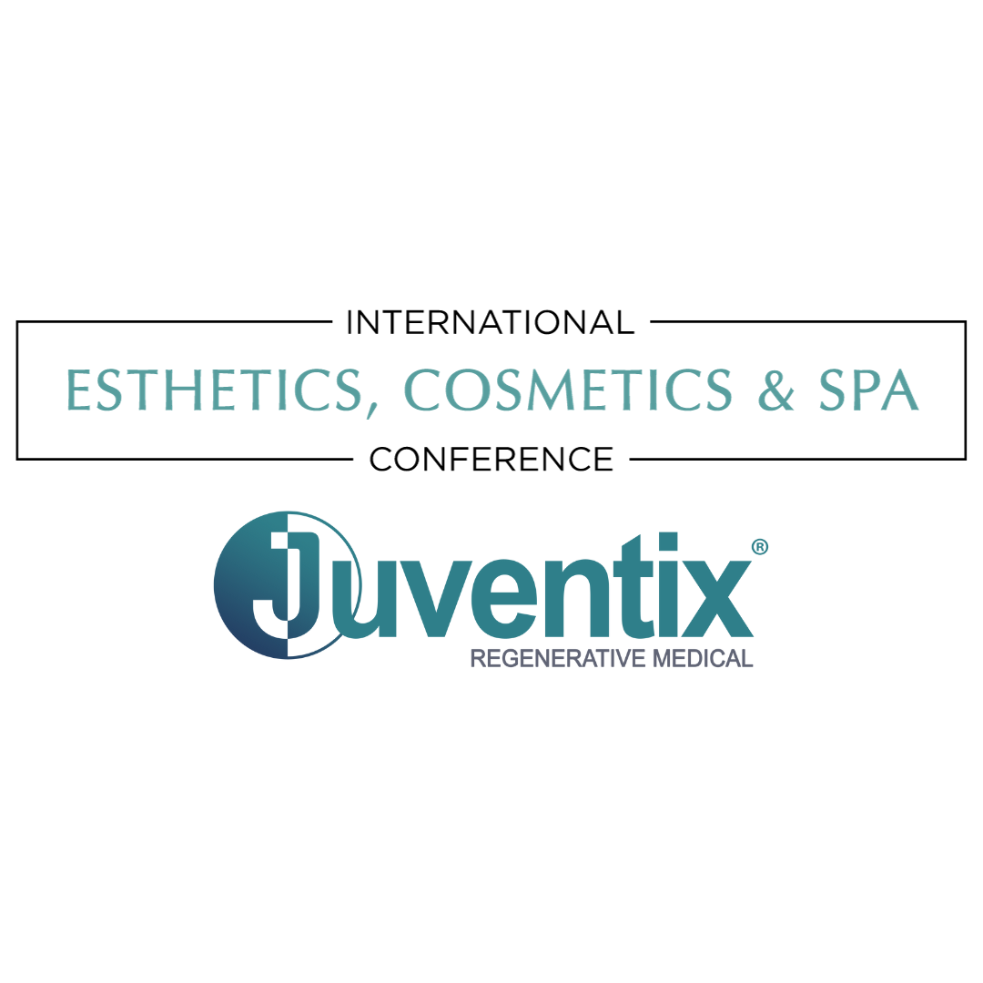 white background with the words, international esthetics, cosmetics and spa conference